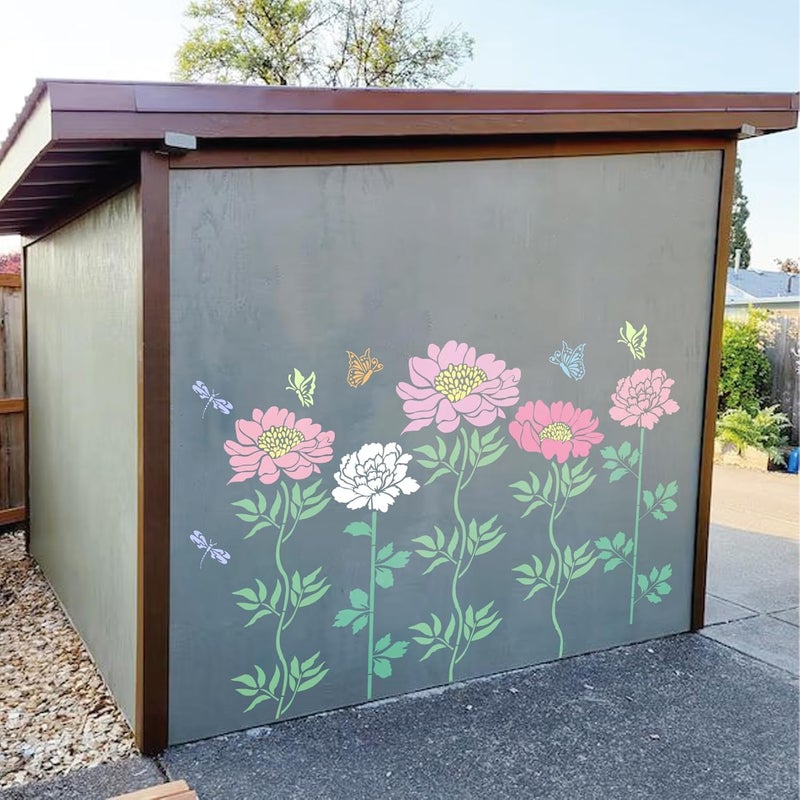 MYJMN Large Flower Fence Stencils for Painting Outdoors Garden Extra Fence Peony Lace Floral Stencil Templates on Wood Furniture Wall Mural (fence10) - Image 5